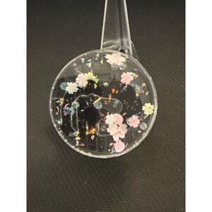 Handmade Resin Floral Phone Grip Clear Holographic Glitter Pink White Flowers